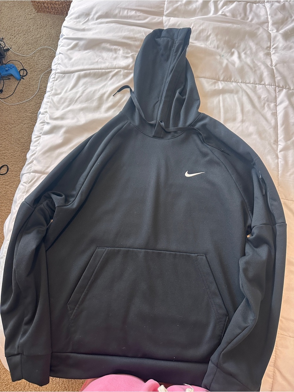 Nike Black Pullover Hoodie with White Swoosh